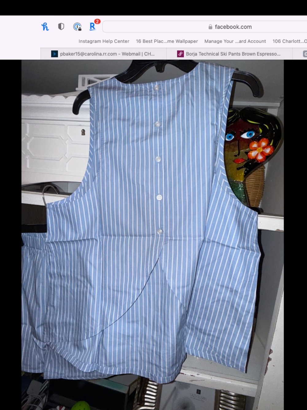 LAKE pajamas XXL petal tank shorts set in oyster blue stripe - new condition - Picture 2 of 2